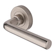 This is an image of a Heritage Brass - Door Handle Lever Latch on Round Rose Octave Design Satin Nickel, v4545-sn that is available to order from Trade Door Handles in Kendal.