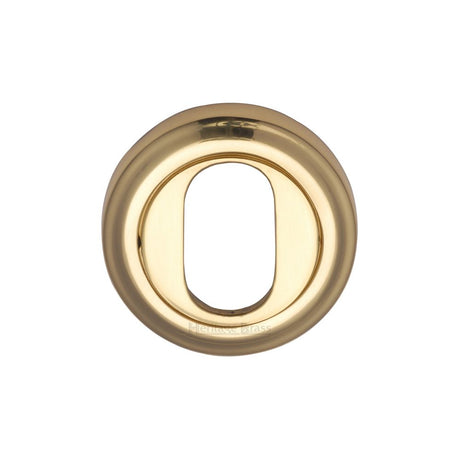 This is an image of a Heritage Brass - Oval Profile Cylinder Escutcheon Polished Brass Finish, v5010-pb that is available to order from Trade Door Handles in Kendal.