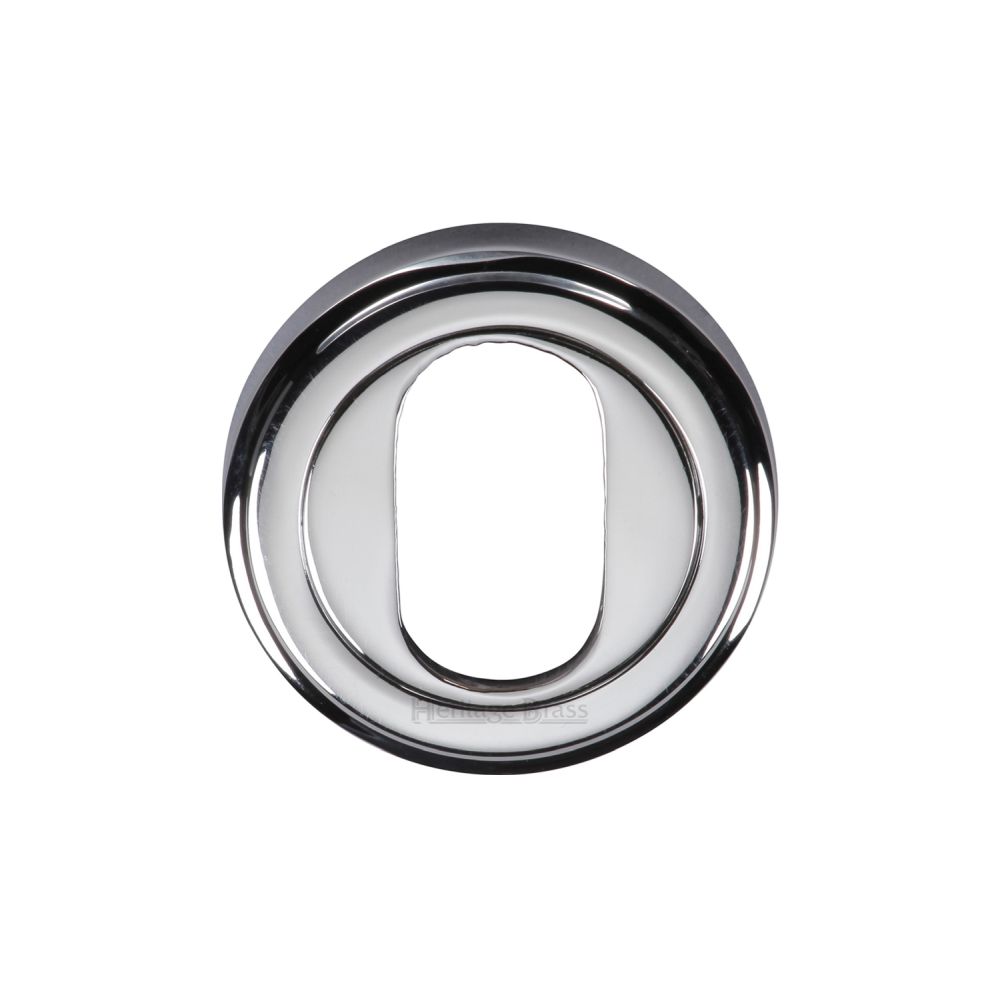 This is an image of a Heritage Brass - Oval Profile Cylinder Escutcheon Polished Chrome Finish, v5010-pc that is available to order from Trade Door Handles in Kendal.