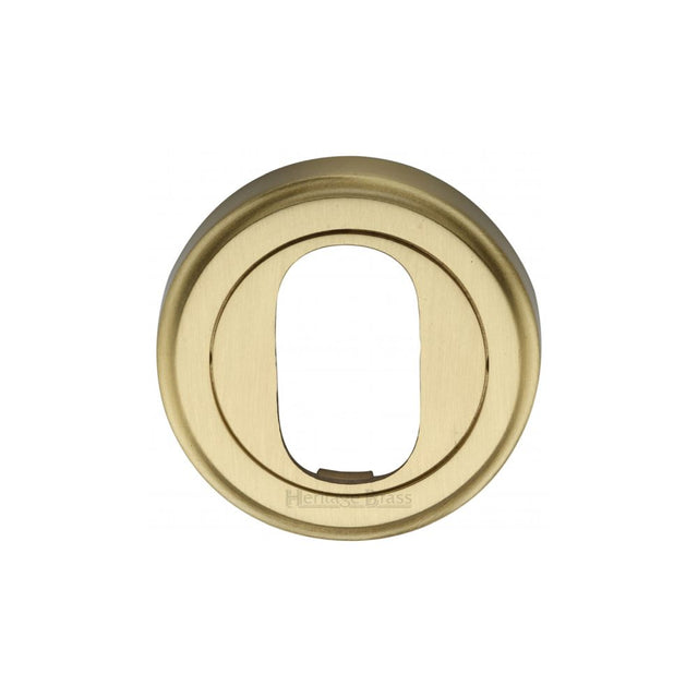 This is an image of a Heritage Brass - Oval Profile Cylinder Escutcheon Satin Brass Finish, v5010-sb that is available to order from Trade Door Handles in Kendal.