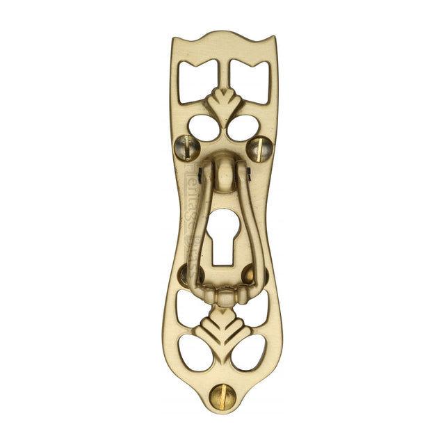 This is an image of a Heritage Brass - Cabinet Pull Ornate Design Satin Brass Finish, v5023-sb that is available to order from Trade Door Handles in Kendal.