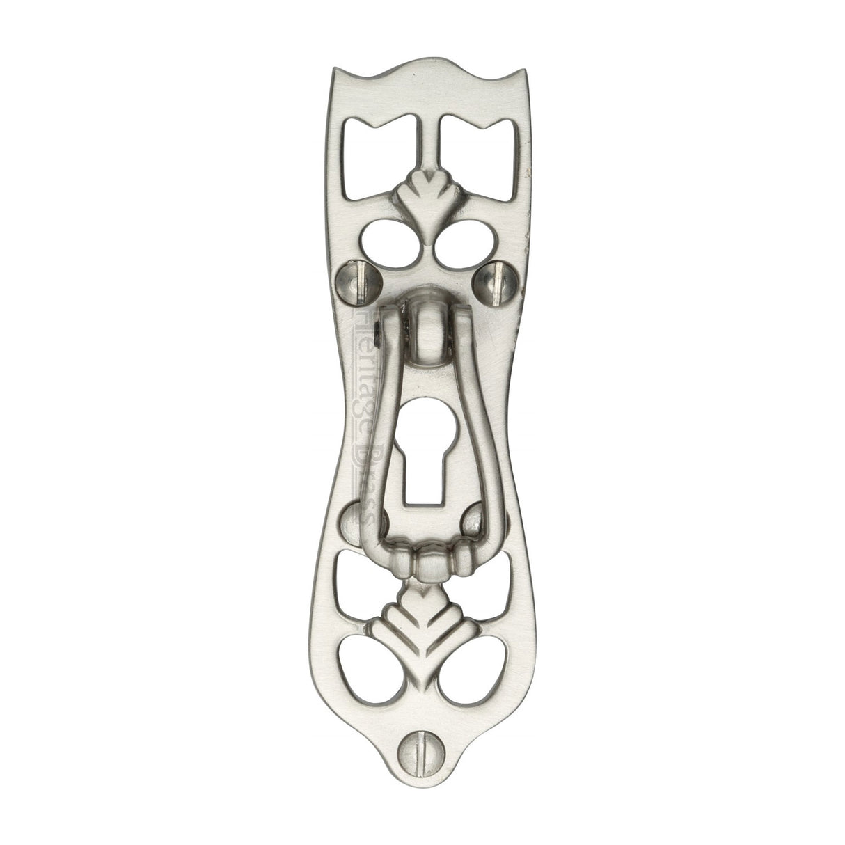 This is an image of a Heritage Brass - Cabinet Pull Ornate Design Satin Nickel Finish, v5023-sn that is available to order from Trade Door Handles in Kendal.
