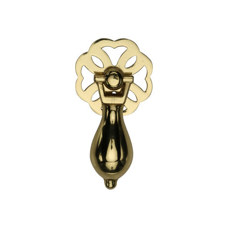 This is an image of a Heritage Brass - Cabinet Drop Pull Polished Brass Finish, v5025-pb that is available to order from Trade Door Handles in Kendal.