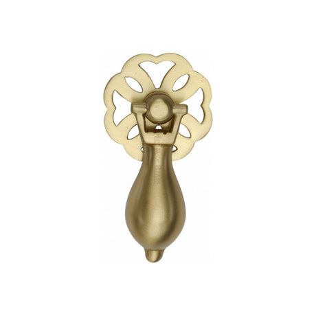 This is an image of a Heritage Brass - Cabinet Drop Pull Satin Brass Finish, v5025-sb that is available to order from Trade Door Handles in Kendal.