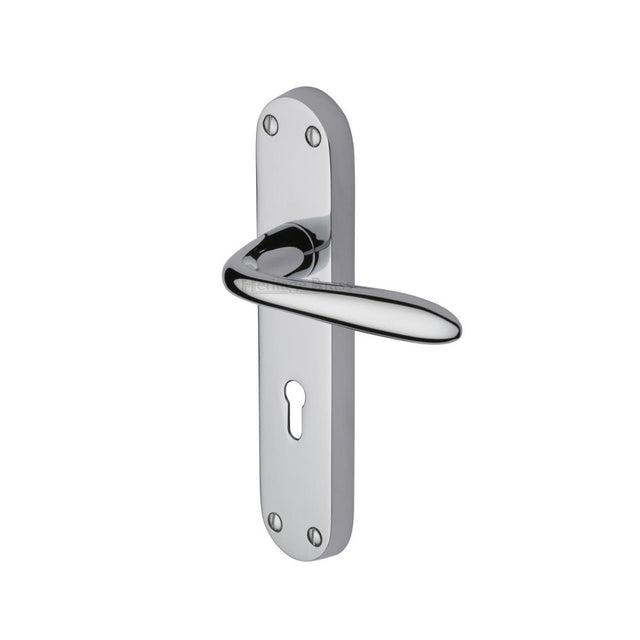 This is an image of a Heritage Brass - Door Handle Lever Lock Sutton Design Polished Chrome Finish, v6052-pc that is available to order from Trade Door Handles in Kendal.