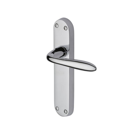 This is an image of a Heritage Brass - Door Handle Lever Latch Sutton Design Polished Chrome Finish, v6054-pc that is available to order from Trade Door Handles in Kendal.