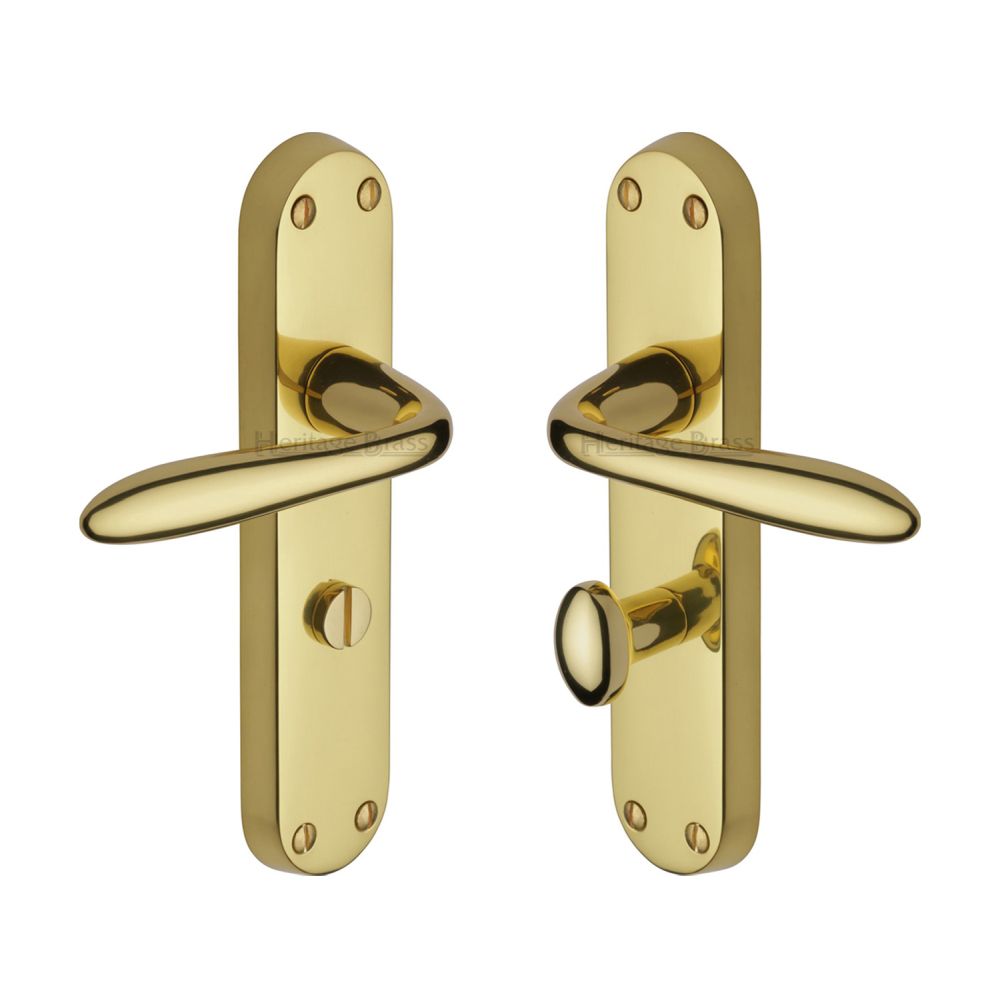 This is an image of a Heritage Brass - Door Handle for Bathroom Sutton Design Polished Brass Finish, v6058-pb that is available to order from Trade Door Handles in Kendal.