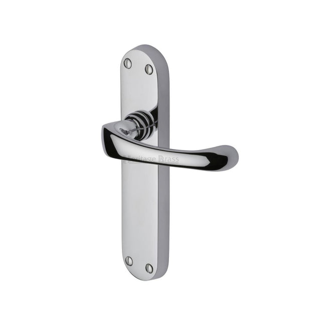 This is an image of a Heritage Brass - Door Handle Lever Latch Gloucester Design Polished Chrome Finish, v6060-pc that is available to order from Trade Door Handles in Kendal.