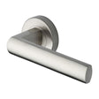 This is an image of a Heritage Brass - Door Handle Lever Latch on Round Rose Poseidon Design Satin Nick, v6230-sn that is available to order from Trade Door Handles in Kendal.