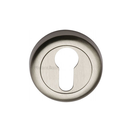 This is an image of a Heritage Brass - Euro Profile Cylinder Escutcheon Satin Nickel Finish, v6724-sn that is available to order from Trade Door Handles in Kendal.