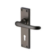 This is an image of a Heritage Brass - Door Handle Lever Lock Windsor Design Matt Bronze Finish, v700-mb that is available to order from Trade Door Handles in Kendal.