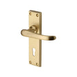 This is an image of a Heritage Brass - Door Handle Lever Lock Windsor Design Satin Brass Finish, v700-sb that is available to order from Trade Door Handles in Kendal.