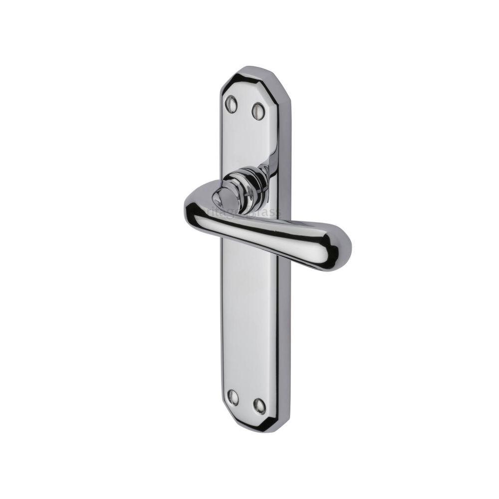 This is an image of a Heritage Brass - Door Handle Lever Latch Charlbury Design Polished Chrome Finish, v7060-pc that is available to order from Trade Door Handles in Kendal.