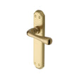 This is an image of a Heritage Brass - Door Handle Lever Latch Charlbury Design Satin Brass Finish, v7060-sb that is available to order from Trade Door Handles in Kendal.