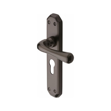 This is an image of a Heritage Brass - Door Handle Euro Profile Plate Charlbury Design Matt Bronze Fin, v7066-48-mb that is available to order from Trade Door Handles in Kendal.