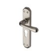 This is an image of a Heritage Brass - Door Handle for Euro Profile Plate Charlbury Design Satin Nickel, v7066-48-sn that is available to order from Trade Door Handles in Kendal.