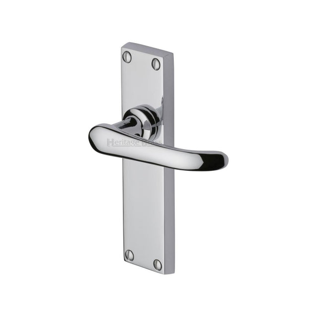 This is an image of a Heritage Brass - Door Handle Lever Latch Windsor Design Polished Chrome Finish, v713-pc that is available to order from Trade Door Handles in Kendal.