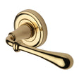 This is an image of a Heritage Brass - Door Handle Lever Latch on Round Rose Roma Design Polished Brass Fi, v7155-pb that is available to order from Trade Door Handles in Kendal.