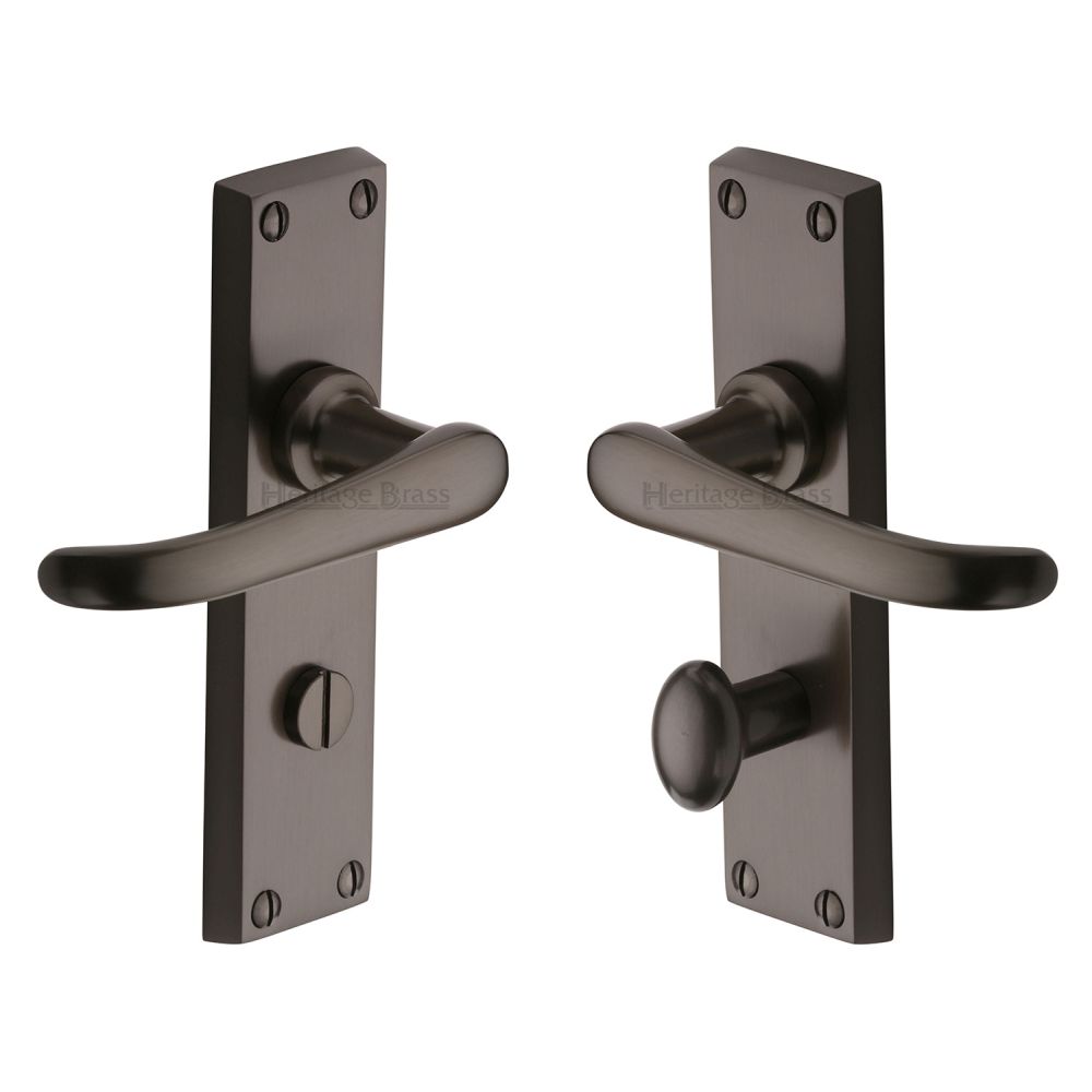 High quality image of Heritage Brass - Door Handle for Bathroom Windsor Design Matt Bronze Finish | Sku. v730-mb | Trade Door Handles, Kendal.