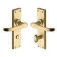 This is an image of a Heritage Brass - Door Handle for Bathroom Windsor Design Satin Brass Finish, v730-sb that is available to order from Trade Door Handles in Kendal.