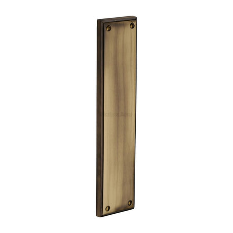 This is an image of a Heritage Brass - Fingerplate 282 x 63mm - Antique Brass Finish, v743-at that is available to order from Trade Door Handles in Kendal.