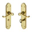 This is an image of a Heritage Brass - Door Handle for Bathroom Savoy Long Design Polished Brass Finish, v765-pb that is available to order from Trade Door Handles in Kendal.