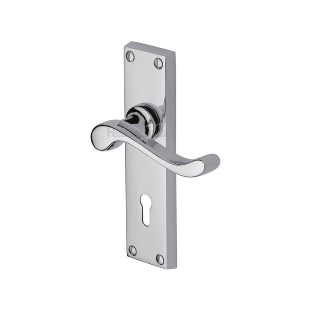 This is an image of a Heritage Brass - Door Handle Lever Lock Bedford Design Polished Chrome Finish, v810-pc that is available to order from Trade Door Handles in Kendal.