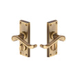 This is an image of a Heritage Brass - Door Handle for Privacy Set Bedford Short Design Antique Brass Fin, v825-at that is available to order from Trade Door Handles in Kendal.