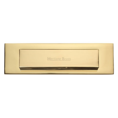 This is an image of a Heritage Brass - Gravity Letterplate 280 x 80mm - Polished Brass Finish, v842-pb that is available to order from Trade Door Handles in Kendal.