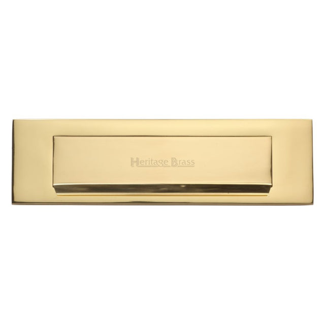 This is an image of a Heritage Brass - Gravity Letterplate 280 x 80mm - Polished Brass Finish, v842-pb that is available to order from Trade Door Handles in Kendal.