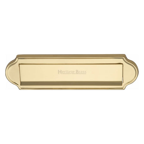 This is an image of a Heritage Brass - Gravity Letterplate 280 x 78mm - Polished Brass Finish, v843-pb that is available to order from Trade Door Handles in Kendal.