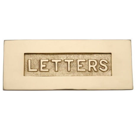 This is an image of a Heritage Brass - Embossed Letterplate 254 x 101mm - Polished Brass Finish, v845-pb that is available to order from Trade Door Handles in Kendal.