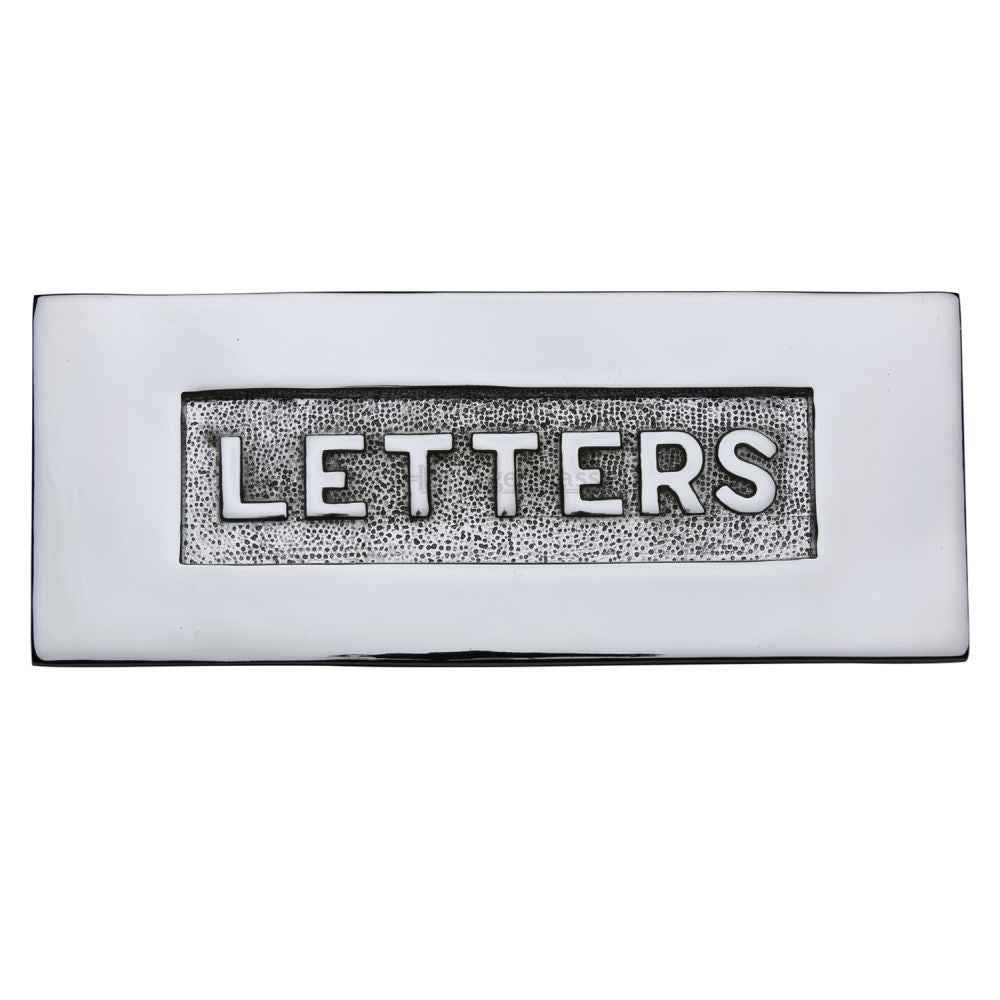 This is an image of a Heritage Brass - Embossed Letterplate 254 x 101mm - Polished Chrome Finish, v845-pc that is available to order from Trade Door Handles in Kendal.