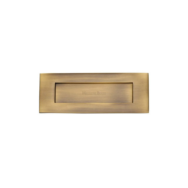 This is an image of a Heritage Brass - Letterplate 8" x 3" Antique Brass Finish, v850-203-at that is available to order from Trade Door Handles in Kendal.