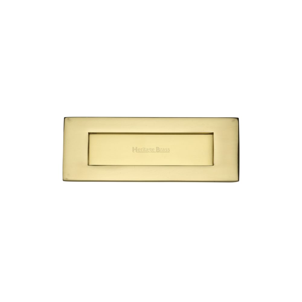 This is an image of a Heritage Brass - Letterplate 8" x 3" Polished Brass Finish, v850-203-pb that is available to order from Trade Door Handles in Kendal.