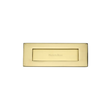 This is an image of a Heritage Brass - Letterplate 8" x 3" Polished Brass Finish, v850-203-pb that is available to order from Trade Door Handles in Kendal.