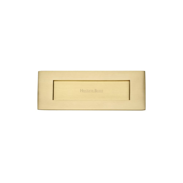 This is an image of a Heritage Brass - Letterplate 8" x 3" Satin Brass Finish, v850-203-sb that is available to order from Trade Door Handles in Kendal.