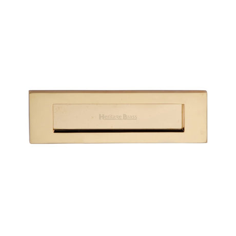 This is an image of a Heritage Brass - Letterplate 10" x 3" Polished Brass Finish, v850-254-pb that is available to order from Trade Door Handles in Kendal.