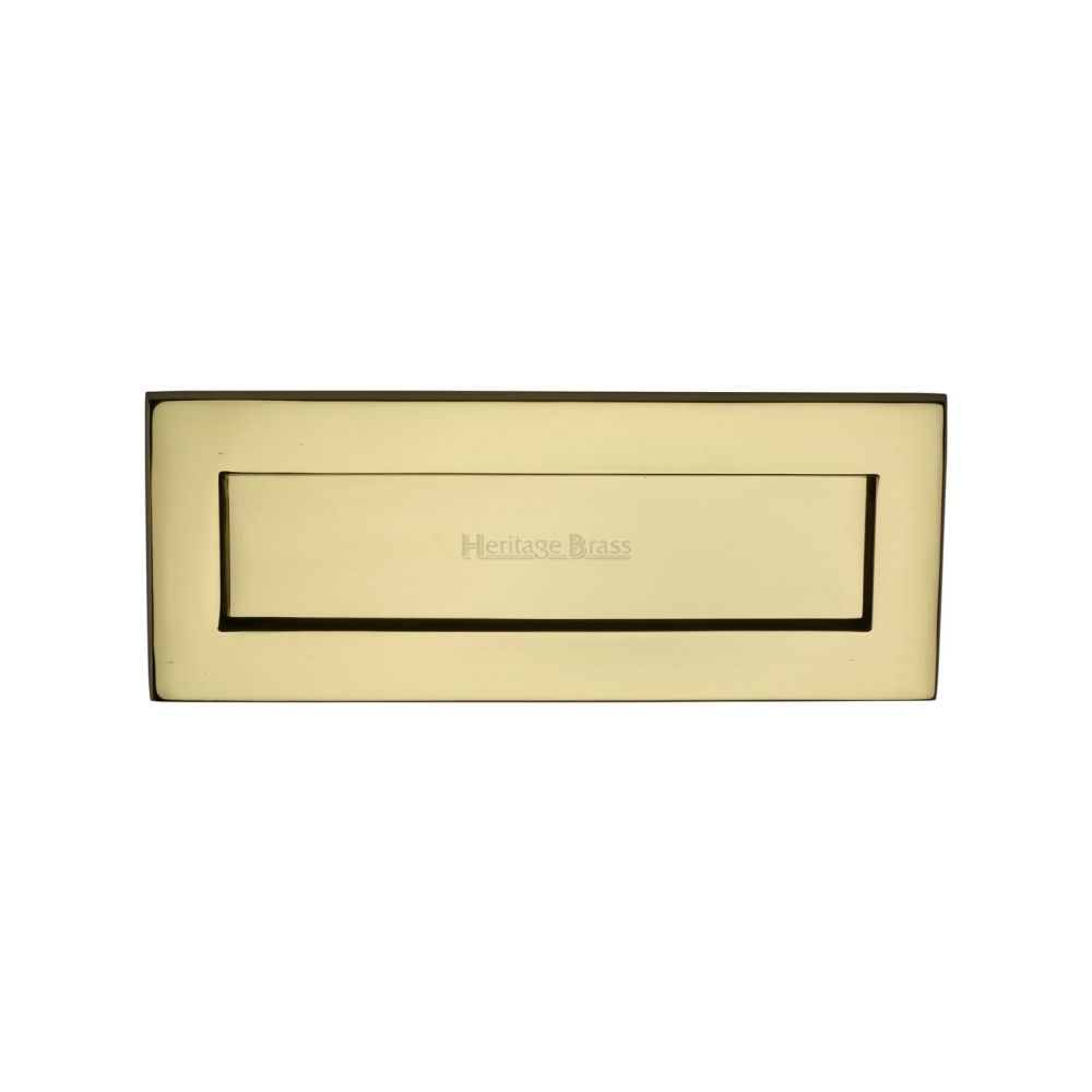 This is an image of a Heritage Brass - Letterplate 10" x 4" Polished Brass Finish, v850-254-101-pb that is available to order from Trade Door Handles in Kendal.