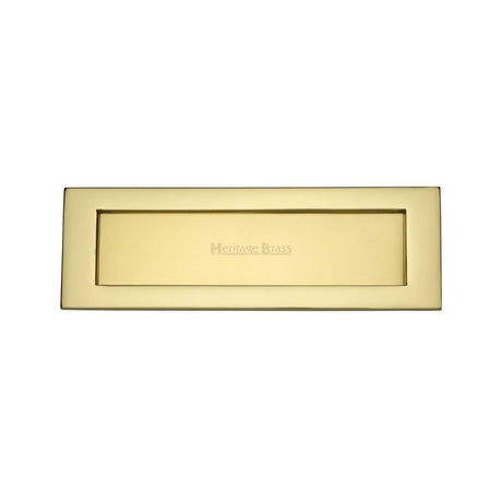 This is an image of a Heritage Brass - Letterplate 12" x 4" Polished Brass Finish, v850-305-pb that is available to order from Trade Door Handles in Kendal.