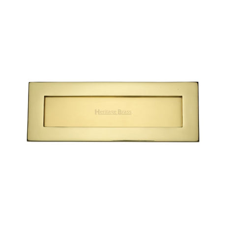 This is an image of a Heritage Brass - Letterplate 14" x 4 1/2" Polished Brass Finish, v850-356-pb that is available to order from Trade Door Handles in Kendal.