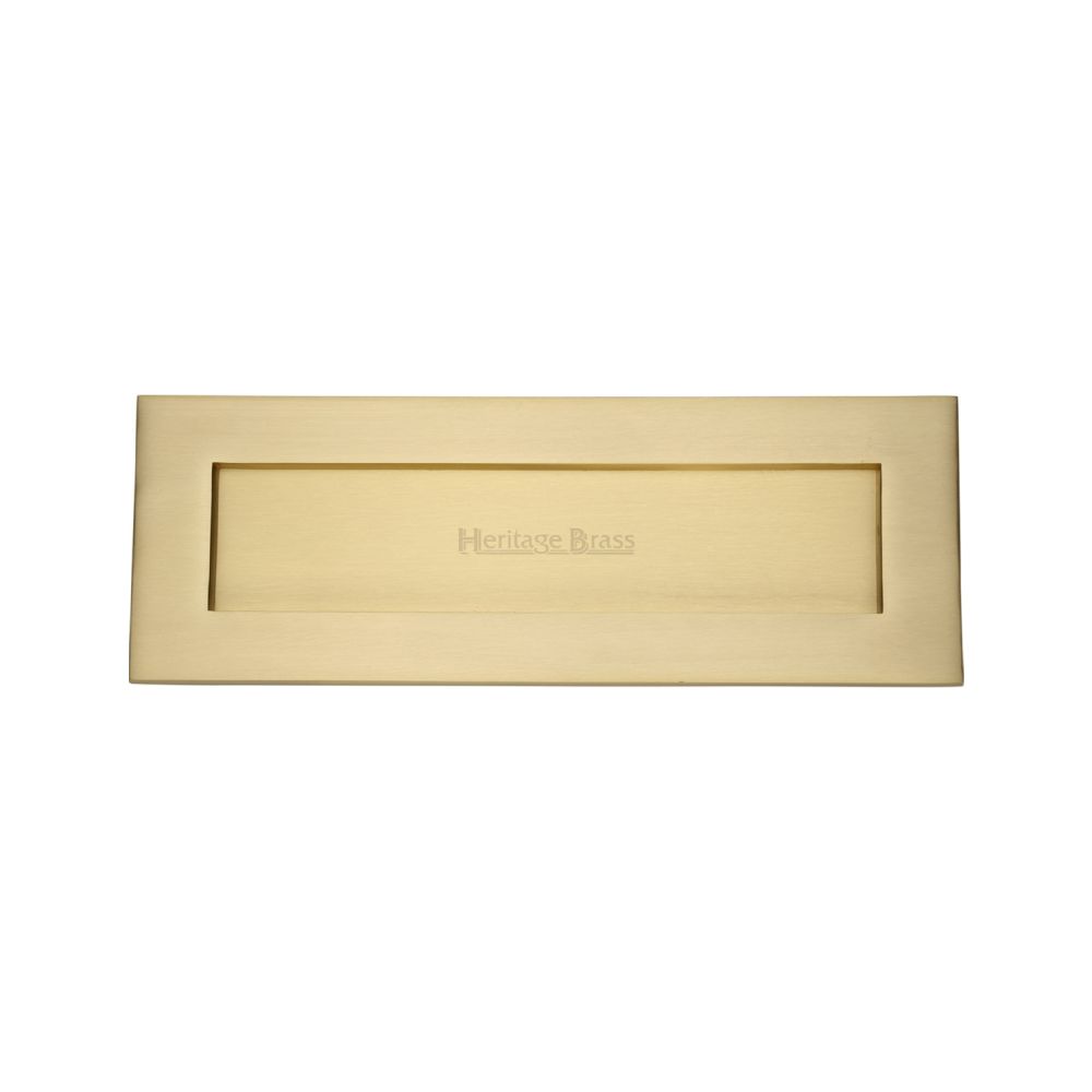 This is an image of a Heritage Brass - Letterplate 14" x 4 1/2" Satin Brass Finish, v850-356-sb that is available to order from Trade Door Handles in Kendal.