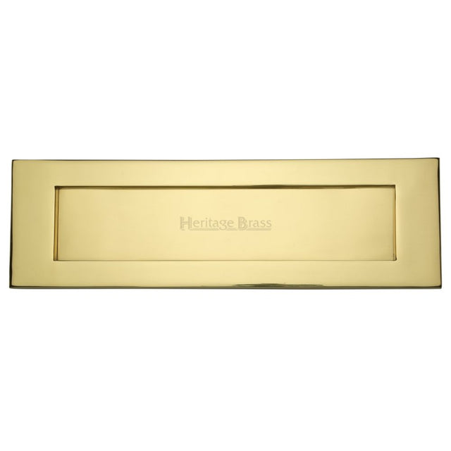 This is an image of a Heritage Brass - Letterplate 16" x 5" Polished Brass Finish, v850-406-pb that is available to order from Trade Door Handles in Kendal.