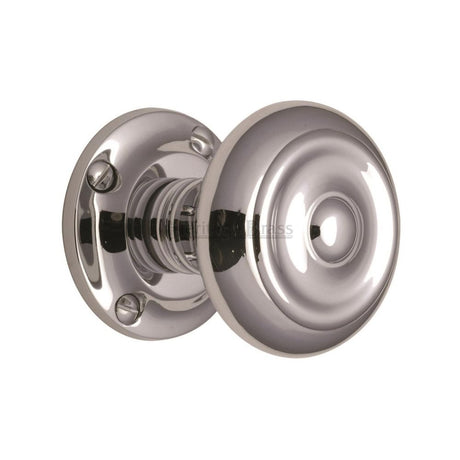 This is an image of a Heritage Brass - Mortice Knob on Rose Aylesbury Design Polished Chrome Finish, v872-pc that is available to order from Trade Door Handles in Kendal.