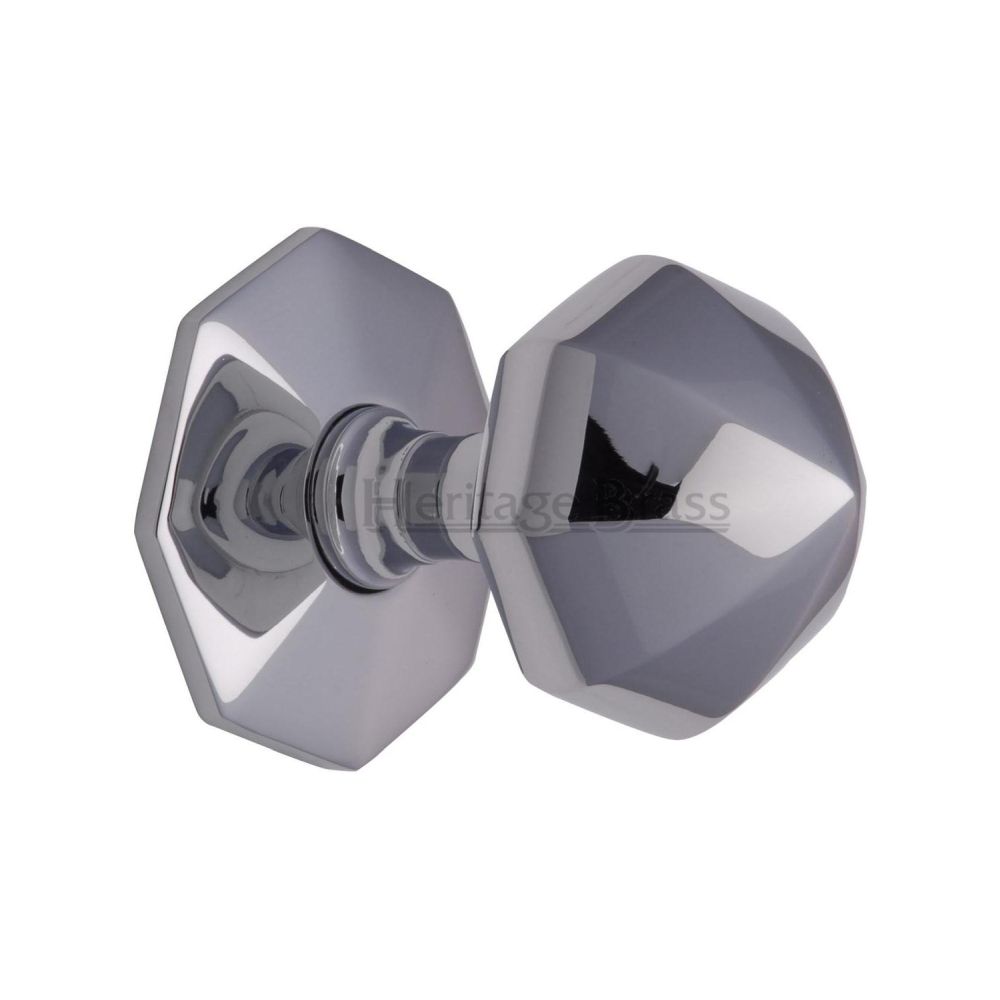 This is an image of a Heritage Brass - Octagon Centre Door Knob 2 1/2" Polished Chrome Finish, v880-pc that is available to order from Trade Door Handles in Kendal.