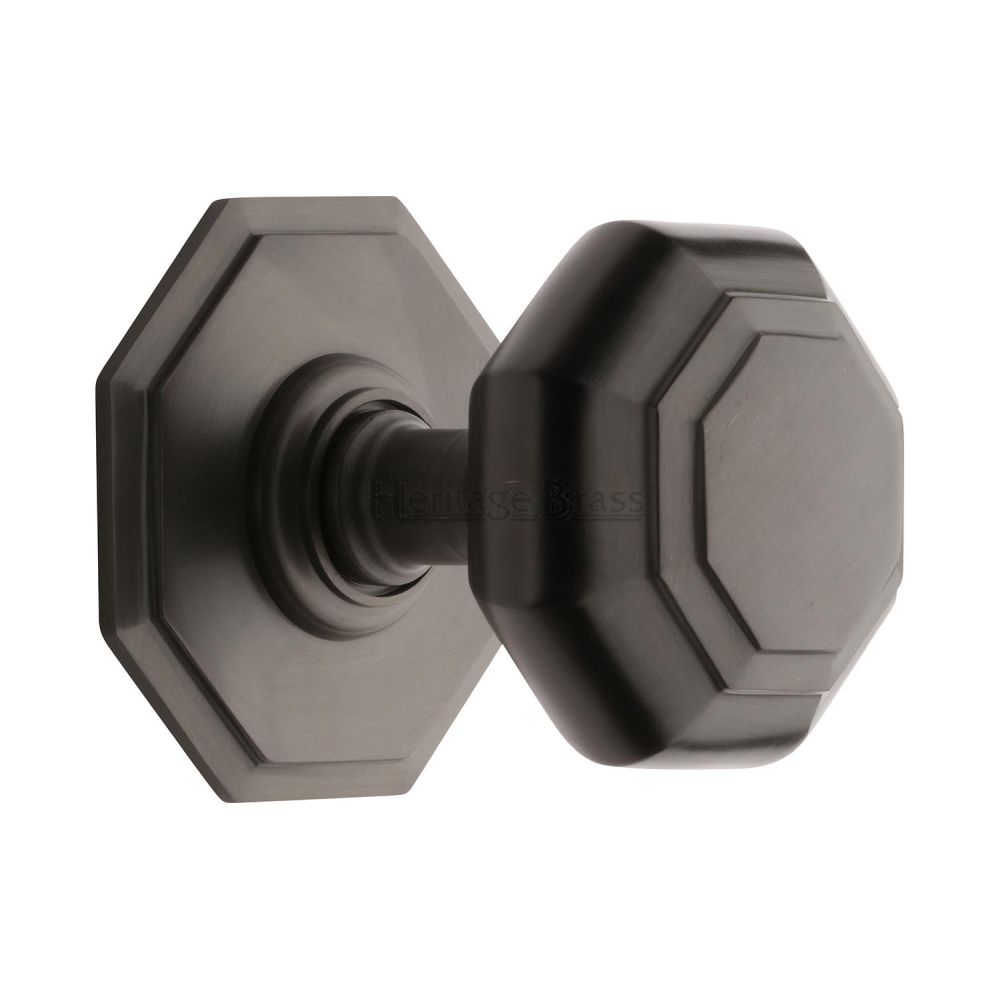 This is an image of a Heritage Brass - Octagon Centre Door Knob 3" Matt Bronze Finish, v890-mb that is available to order from Trade Door Handles in Kendal.