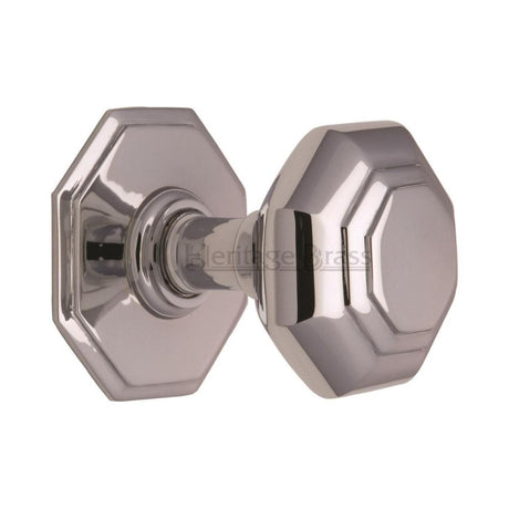 This is an image of a Heritage Brass - Octagon Centre Door Knob 3" Polished Chrome Finish, v890-pc that is available to order from Trade Door Handles in Kendal.