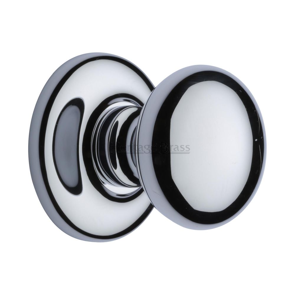 This is an image of a Heritage Brass - Centre Door Knob Round Design 3" Polished Chrome Finish, v901-pc that is available to order from Trade Door Handles in Kendal.