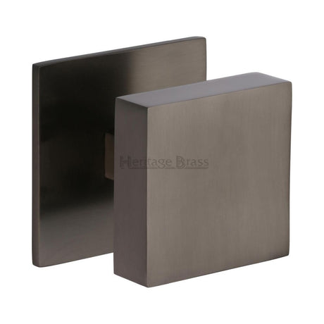 This is a image of a Heritage Brass - Centre Door Knob Square Design 3" Matt Bronze Finish that is available to order from Trade Door Handles in Kendal