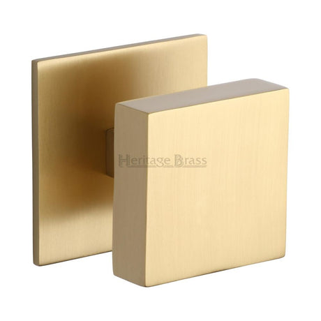 This is a image of a Heritage Brass - Centre Door Knob Square Design 3" Sat. Brass Finish that is available to order from Trade Door Handles in Kendal